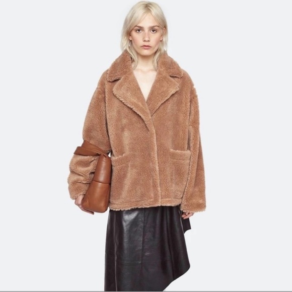 Stand Studio Tan Teddy Coat - The Marina Jacket In Sand - Picture 4 of 9